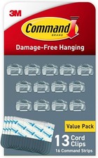 Command Clear Cord Clips for Cable Organizer 13 Clips Damage Free Hanging picture