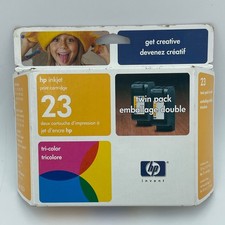 HP 23 Inkjet Print Cartridge Twin Pack Tri-Color Genuine New Sealed Box C1823T picture