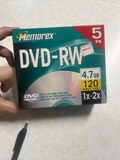 Memorex DVD-RW 1x 2x 4.7GB 120Mins 5-pack BRAND NEW SEALED @2C14 picture