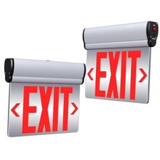 Led Edge-Lit Exit Sign ,Brushed Aluminum Housing Double Sided Mirror 2 Pack picture