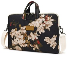 Black Peony Patten Waterproof Shoulder Messenger Bag Case Sleeve for 14 Inch ... picture