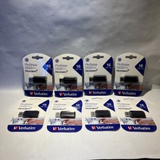 QTY: 8 Verbatim 16 GB PinStripe USB Flash Drive Black Push & Pull Data picture