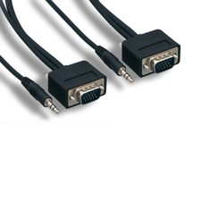 KNTK 6' Slim Type SVGA w/ Audio Cable HD15/3.5mm AUX 28AWG Video TV PC Monitor picture