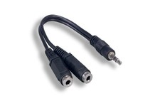 3.5mm Stereo Jack Y Splitter Male Female Female Cable 6IN picture