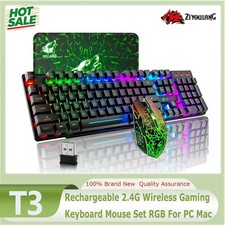 ZIYOULANG T3 Rechargeable 2.4G Wireless Gaming Keyboard Mouse Set RGB For PC Mac picture