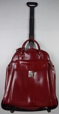 McKlein Edgebrook Leather Wheeled Laptop Briefcase Womens Red Removable System picture