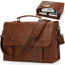 RAINSMORE Mens Messenger Bag 17 Inch Waterproof Vintage 17 inch, Brown  picture