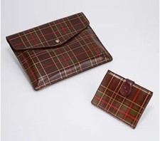 Patricia Nash Midi Tablet Holder with Passport Case Set Autumn Plaid NWT Boxed picture