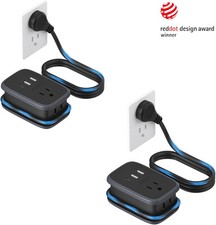 NTONPOWER 2 Pack Travel Power Strip 2 Outlets 2 USB A 1 USB C 3ft extension cord picture