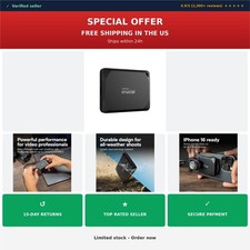 Crucial X10 Pro 1TB Portable External SSD USB-C 2100MB/s Black picture