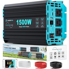 1500 Watt Pure Sine Wave Inverter, 12V DC to 120V AC Inverters for Car, RV, T... picture