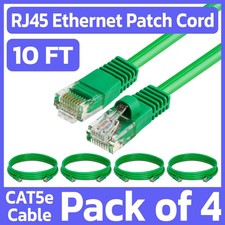 4 Pack Cat5e Cable Green 10FT Lan Ethernet Patch Cord Network Internet Wire RJ45 picture