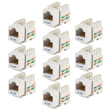 10 Pcs CAT6 RJ45 Network LAN Ethernet Keystone Jack Insert 110 Punch Down White picture