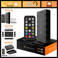 10-Port ARGB Fan Hub Controller, 5V 3-Pin, Magnetic, SATA Power, RF Remote, PWM picture