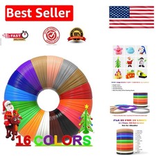 Complete 3D Art Set: 16-Color 320ft Kids Safe PLA Filament for Creative Minds picture
