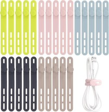 Oligei 25 Pcs Silicone Cable Ties, Cable Ties Reusable, High Elasticity Cord Wra picture