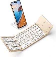 Samsers Foldable Bluetooth Keyboard with Touchpad - Portable Wireless, Gold picture