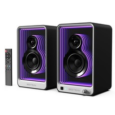 BESTISAN 50W*2 Active Bookshelf Speakers with Dynamic Light Effect, 3