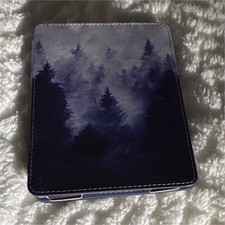 MoKo Folding Folio Case Synthetic Leather Forest Design Blue Purple White Stand picture
