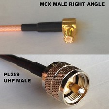RG316 MCX MALE ANGLE to PL259 UHF Male Coaxial RF Cable USA-US picture