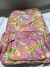 Billabong Stash It Laptop Backpack in a retro pink and orange floral print NWT picture