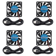 UMLIFE 60mm Fan, 4-Pack 5Volt 0.18A USB 60x60x10mm 6010 Brushless 6010 5V picture
