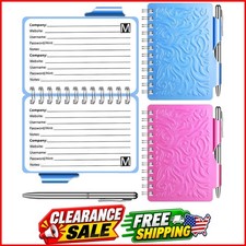 2 Pcs Mini Password Book Keeper with Pen,Blue, Rose Red picture