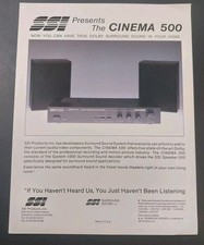Original Vintage 1980s SSI Cinema 500 Home Theater Sound Audio System Flyer picture
