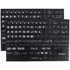 2 Pack English Keyboard Stickers 0.51 x 0.43 inches, /Black letters picture