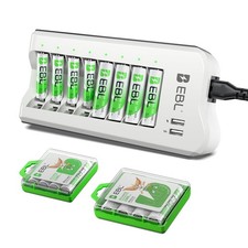EBL AA AAA Battery Charger, 8 AA 2300mAh & 8 AAA 1100mAh NiMH, 2 USB Ports C808U picture