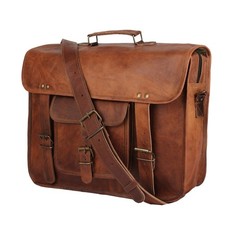 Handmade Leather Travel Messenger Office Crossbody Bag Laptop Briefcase picture