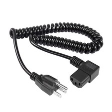 Right Angle 3 Prong Power Coiled Cord,90 Degree 18AWG NEMA 515P to IEC 320 C1... picture