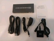 Dual Monitor HDMI KVM Switch 4K@60Hz, 2 Port Audio Video Processor Converter picture