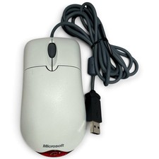 Vintage Microsoft Wheel Red Light Mouse Optical UBS, PS/2 Compatible Beige picture