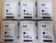 Set of 6 Mostly New Genuine UNUSED HP 940XL Black Inkjet Cartridges 90% Ink  picture