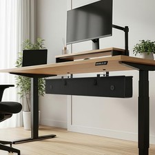 KIGJU UNDER DESK CABLE MANAGEMENT TRAY, 40IN NO-DRILL CORD ORGANIZER -  BLACK picture