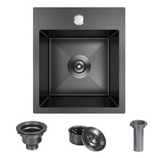 13x15x9 inch Drop in Bar Sink Gunmetal Black 18 Gauge T304 Stainless Steel picture