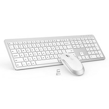 SEENDA SK38 Wireless Keyboard Mouse Combo 2.4GHz Full Size USB Silver White picture