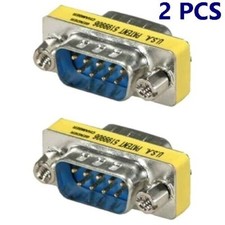 2x DB9 D-SUB 9 Pin RS232 Serial Male to Male Mini Gender Changer Coupler Adapter picture