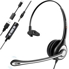 Wantek A600F USB Headset w/ Mic Noise Cancelling Call Center PC Computer Headpho picture