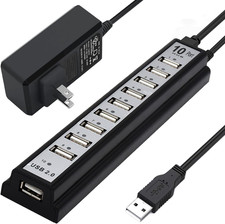 Powered USB Hub 2.0, VIENON 10-Port USB Hub USB Extender Splitterwith Individual picture