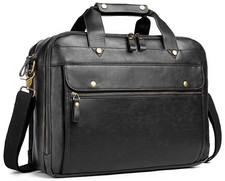 Maletín cuero 15.6″ triple compartimento impermeable negocio viaje negro picture