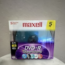Maxell DVD+R Sparklers 5-Pack Assorted Colors 4.7GB 8x Recordable Discs picture