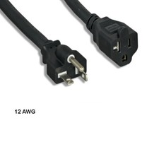 [Lot10] 10Ft 12 AWG Power Extension Cord NEMA 5-20P to 5-20R 20A/125V SJT Blk picture