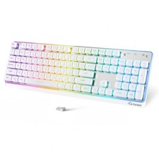 FREEWOLF M104 Wireless Gaming Keyboard RGB 4000mAh Metal Panel Wired/BT/2.4GHz picture