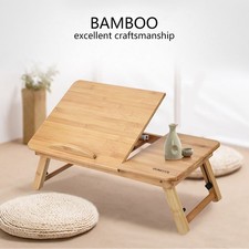 Sturdy Bamboo Laptop Stand Space Saving Desk w/ Non-Slip Bezel Height  picture