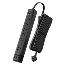 15Ft Long Extension Cord, SUPERDANNY Flat Plug Surge Protector Power Strip picture