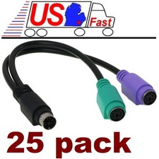 Lot25pack Notebook/Laptop PS2 Y/Splitter Mouse&Keyboard Cable/Cord/Wire Adapter picture