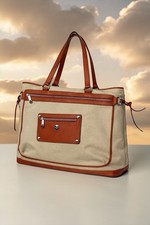 Knomo London Womens Laurel  18” Canvas Brown Laptop  Shoulder Bag, briefcase picture