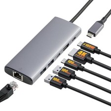 Amazon Basics 6-in-1 USB-C 3.2 (10G) Hub, 1 USB-C 100W PD Input, 2 USB-A, 1 U picture